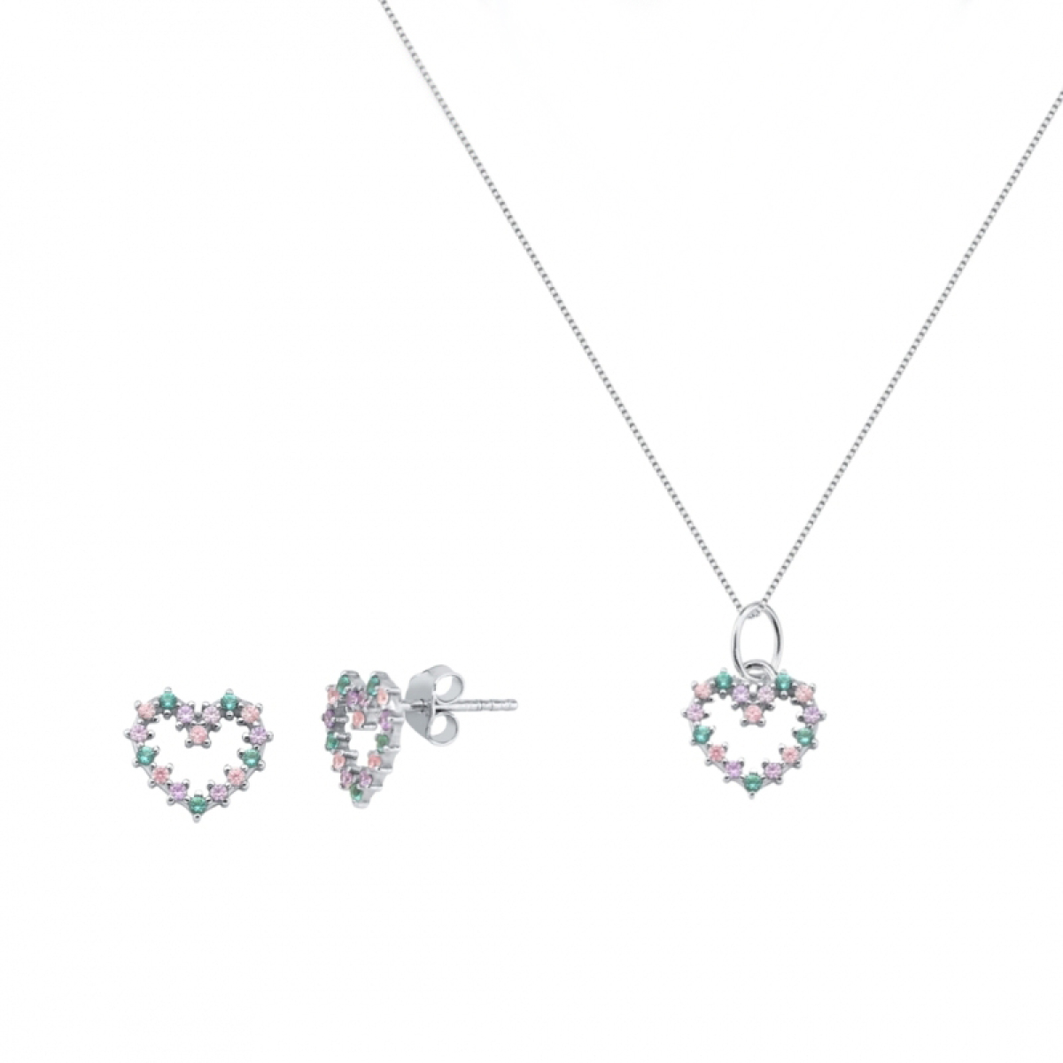 Conjunto Coração Cravejado