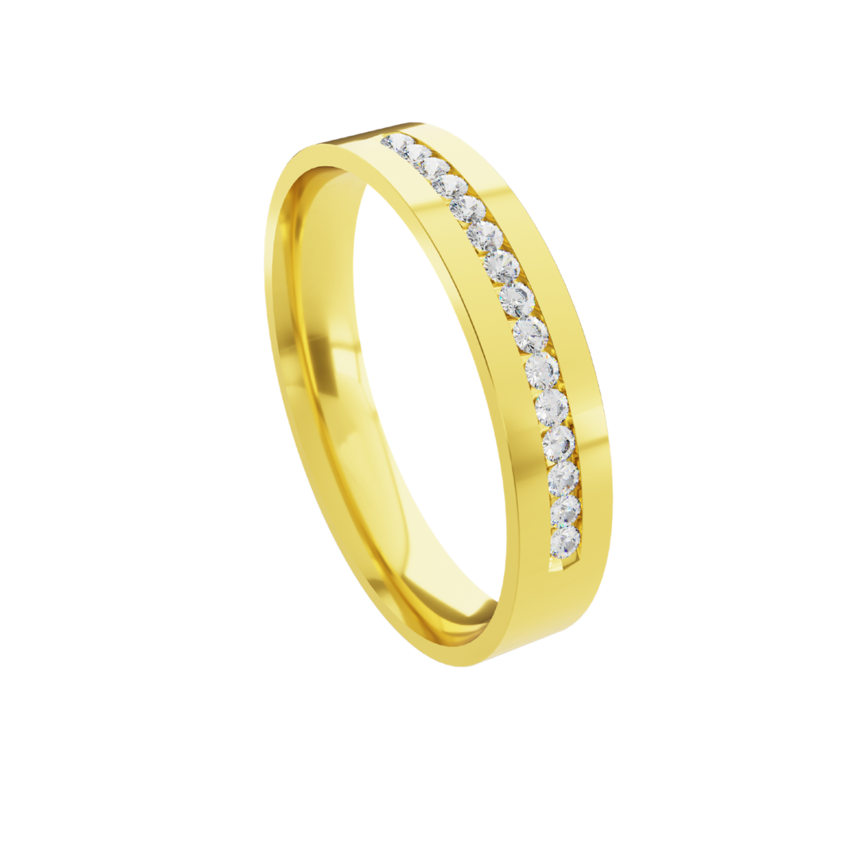 Aliança em Ouro 18k - Reta Cravejada - 4mm