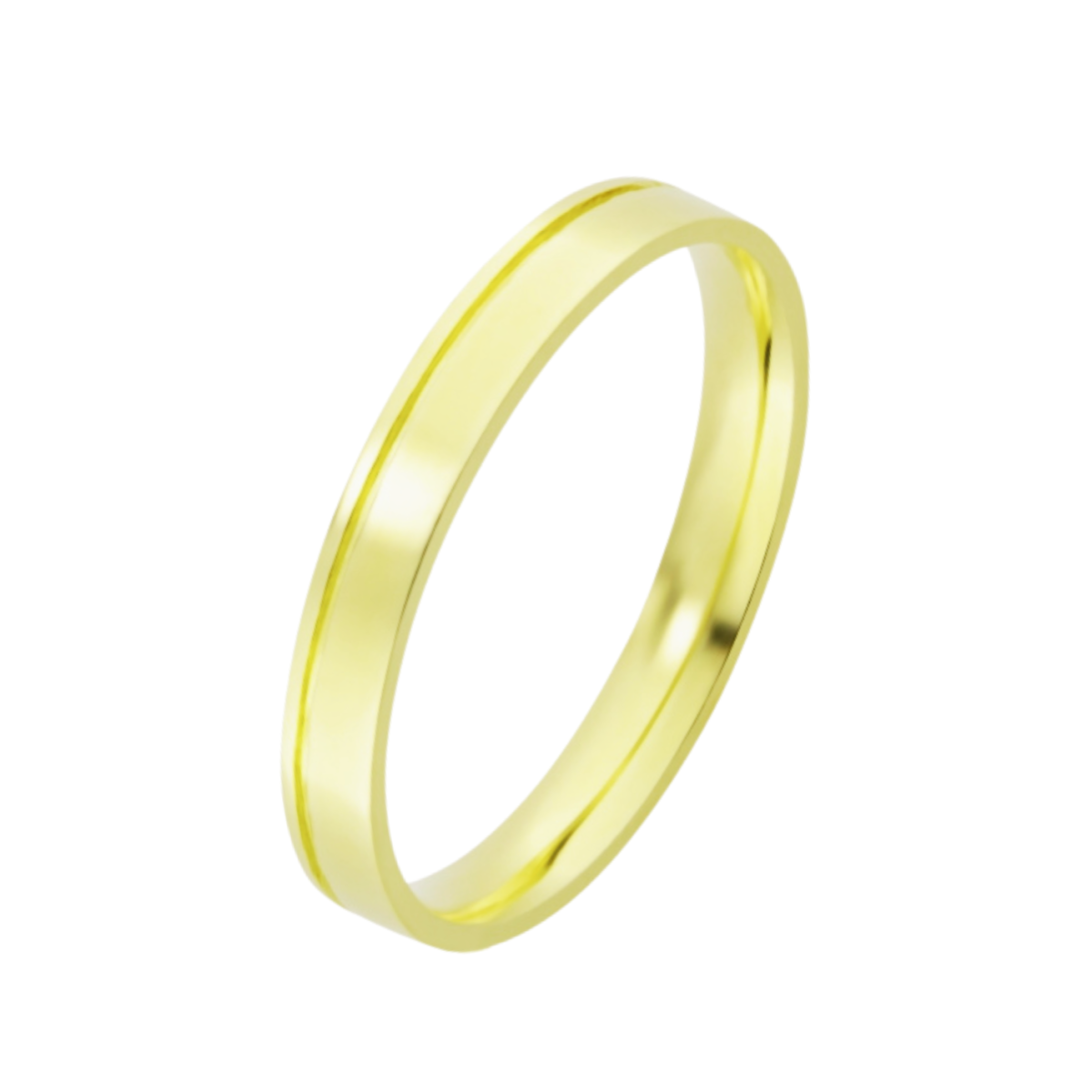 Aliança em Ouro 18k - Reta com Friso Lateral - 3mm