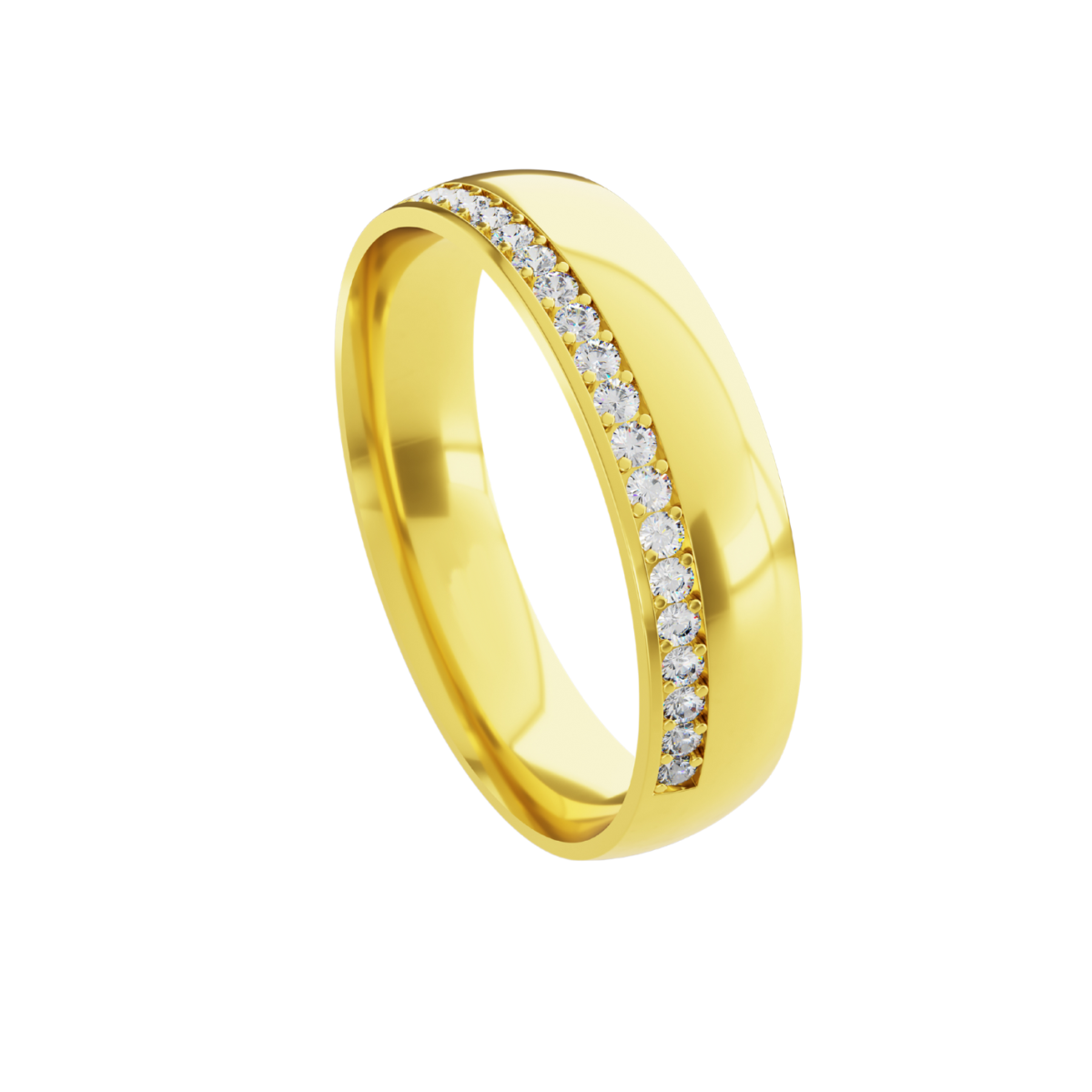 Aliança em Ouro 18k - Cravejada Lateral - 5mm