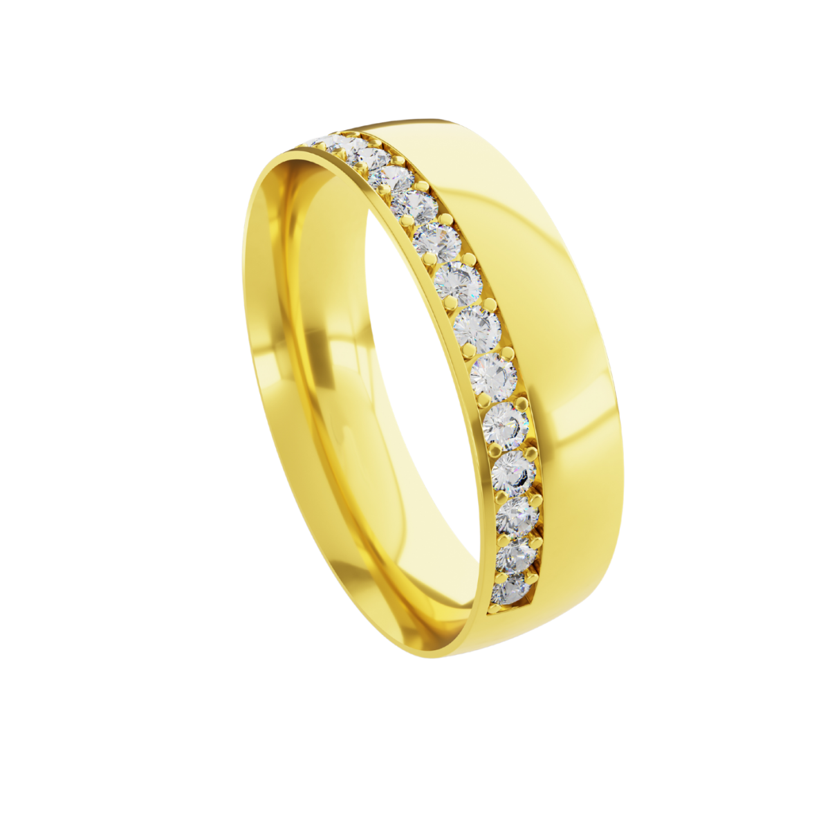 Aliança em Ouro 18k - Lateral Cravejada - 6mm