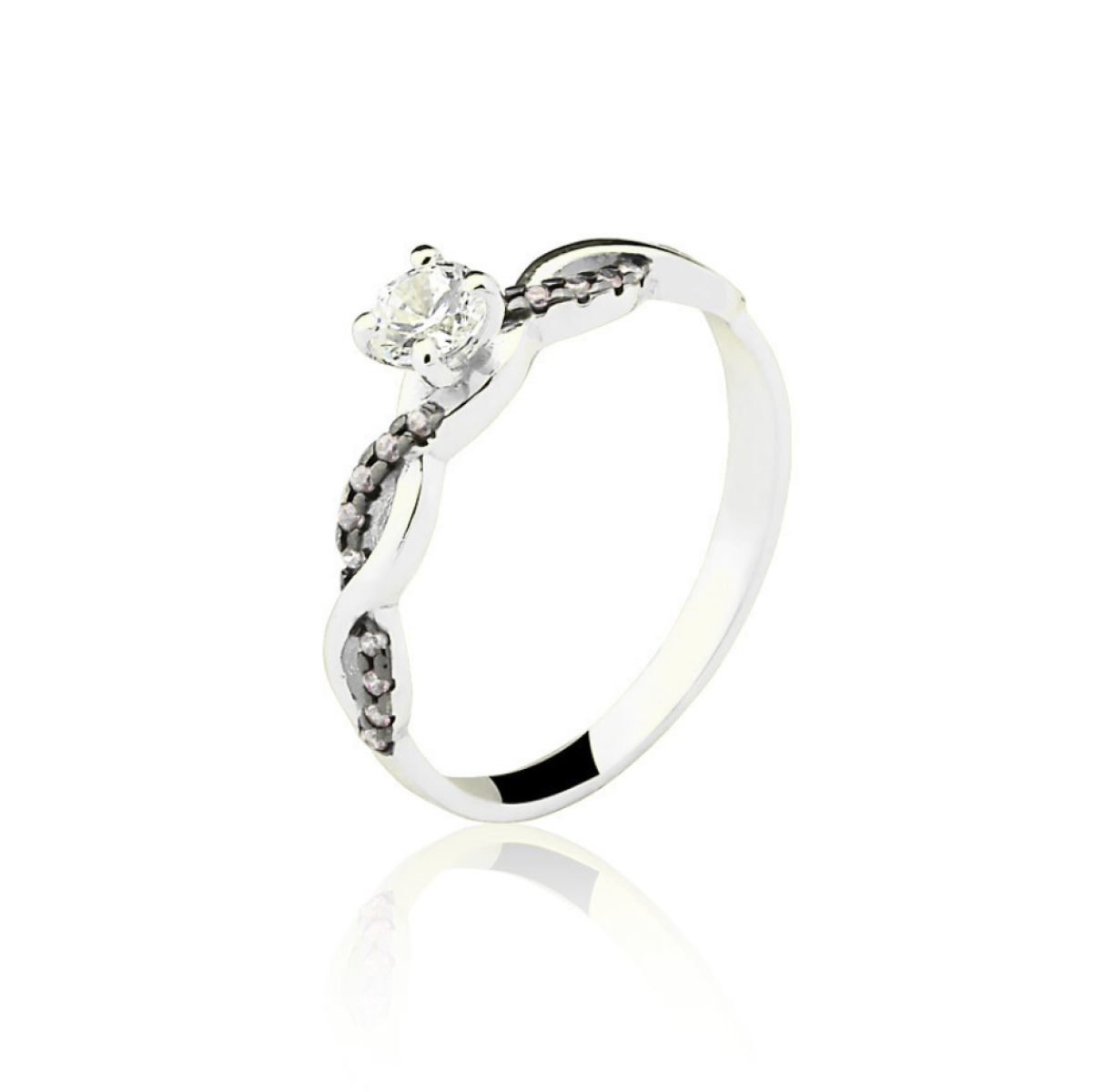 Anel Solitário Torcido com Zircônias