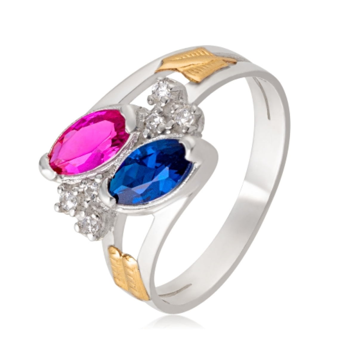 Anel de Formatura em Prata para 2 cores de pedra