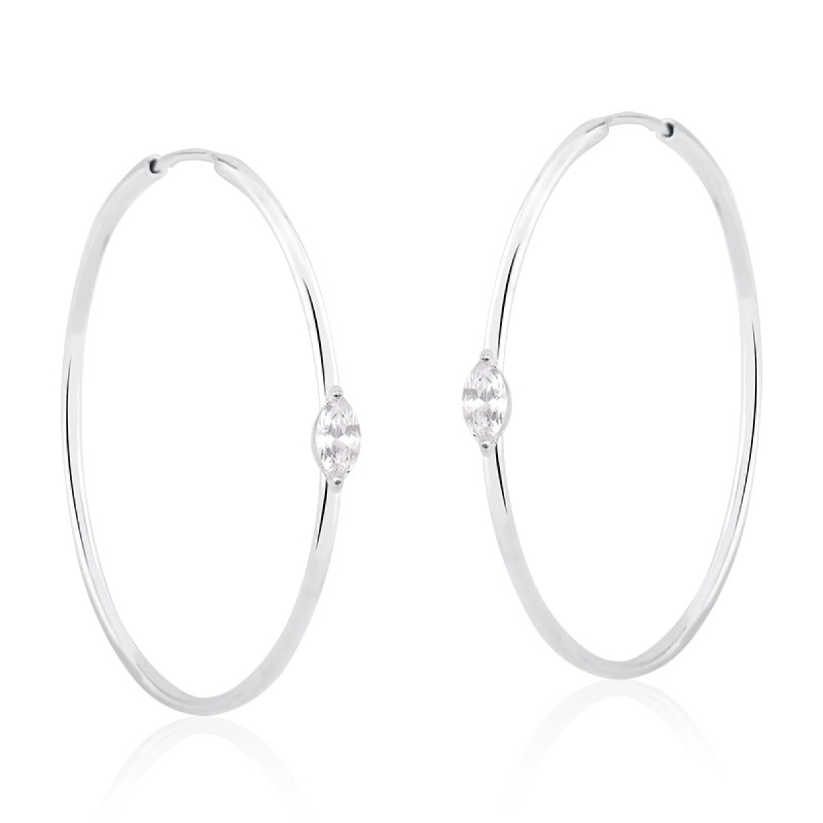 Brinco Argola com pedra Navete 3x6