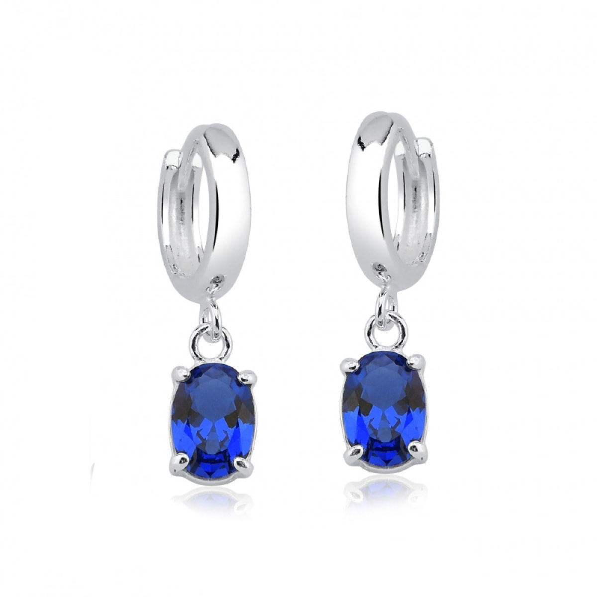 Brinco Argola (Abre e Fecha) com Pedra Oval 5x7mm