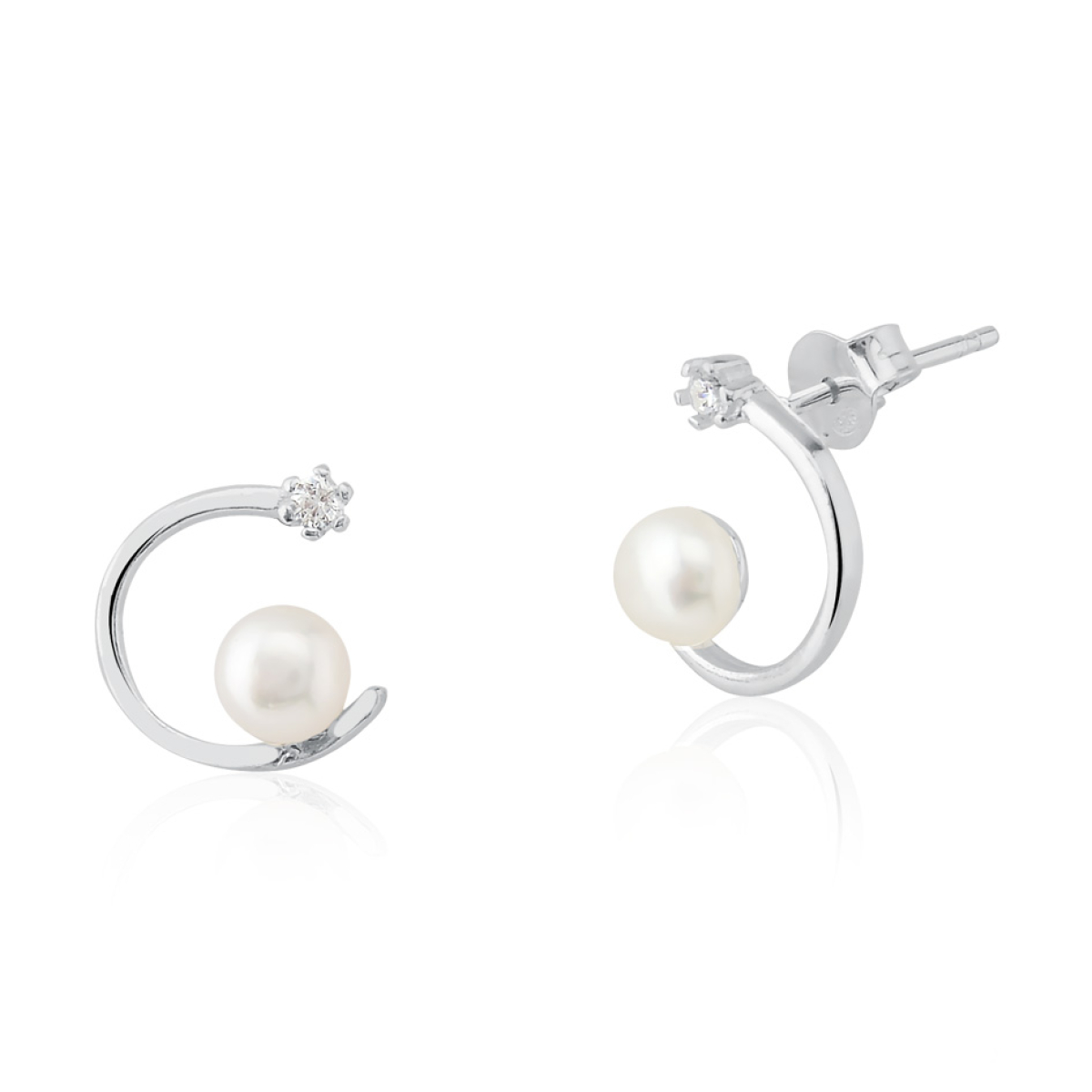 Brinco Meio Arco com Pérola 5mm