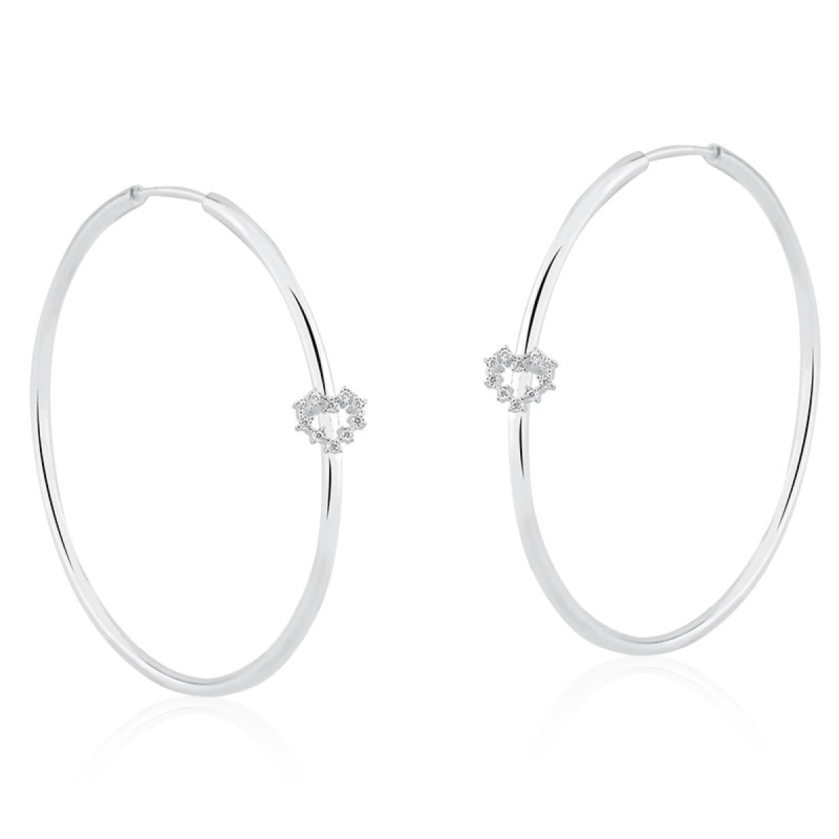 Brinco Argola com Coração Cravejado