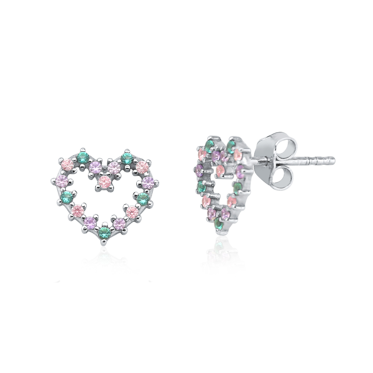 Brinco Coração Cravejado Médio