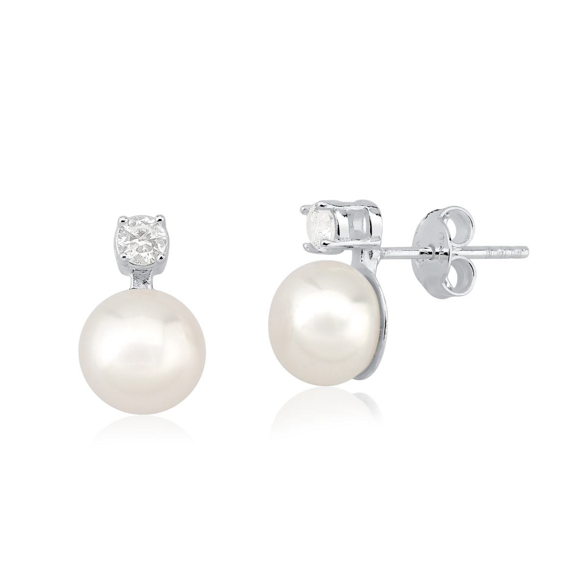 Brinco Pérola Biwa 8mm e Zircônia