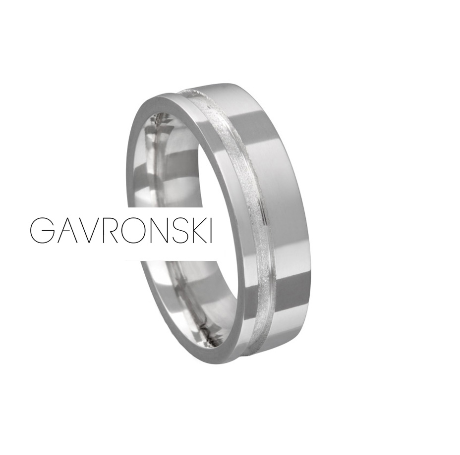 Aliança de Prata Reta Friso Lateral com 6mm