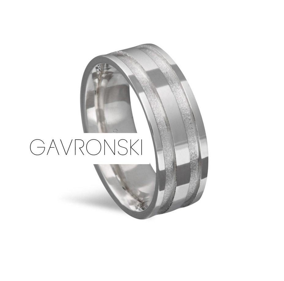 Aliança de Prata Reta com Friso Trabalhado duplo 