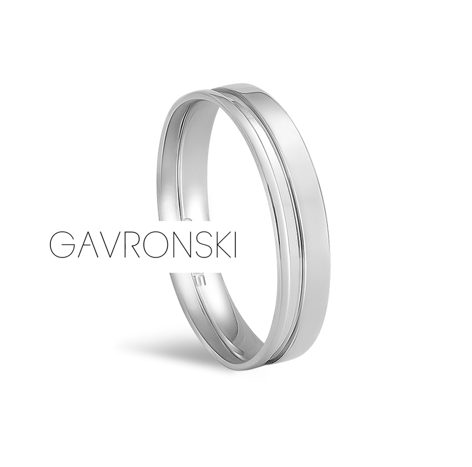 Aliança de Prata Reta Friso Lateral com 4mm