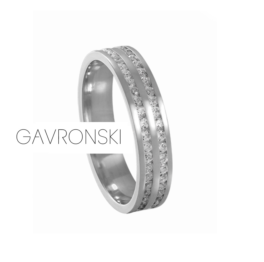 Aliança de Prata Reta  2 Frisos Cravejada com 4,5mm 