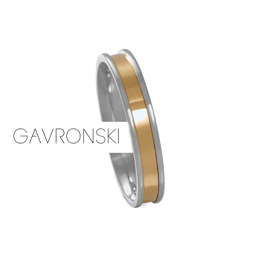 Aliança de Prata Reta com Chapa Dourada