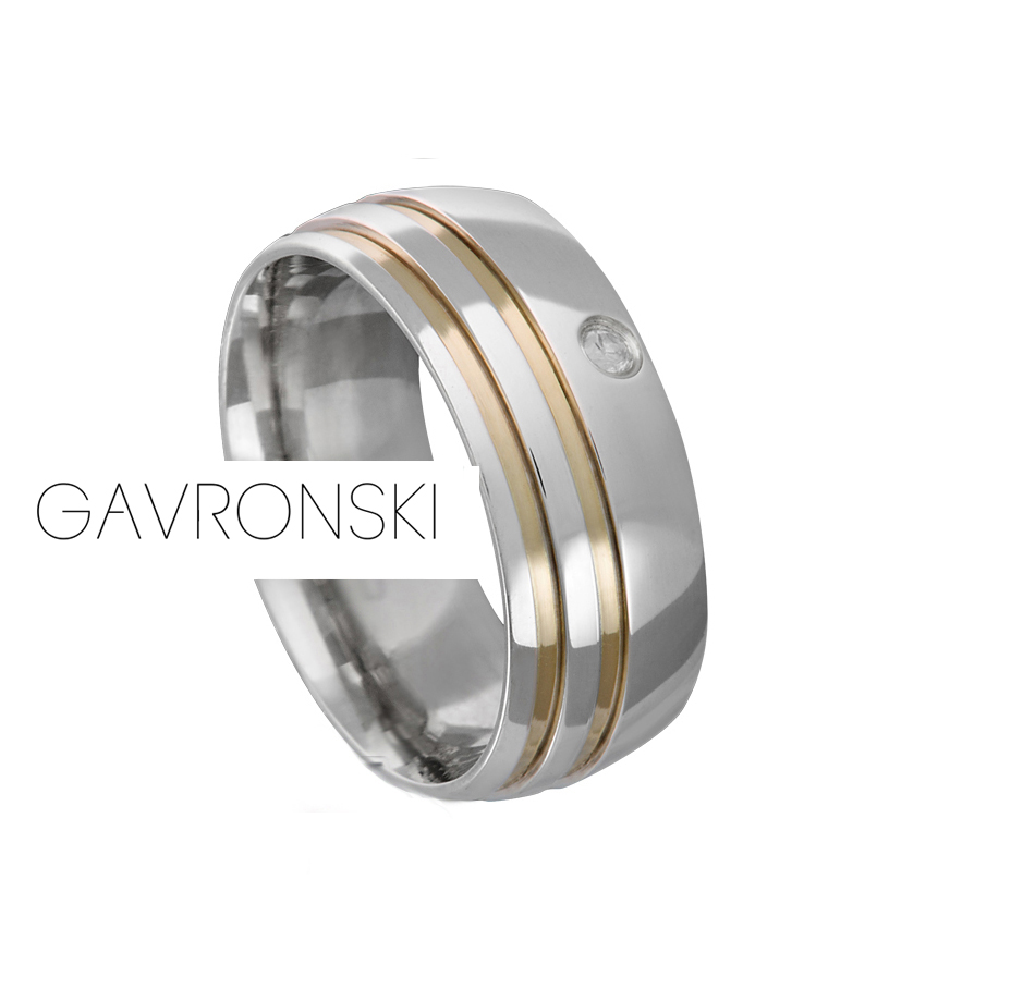 Aliança de Prata Reta com 2 Filetes dourados 