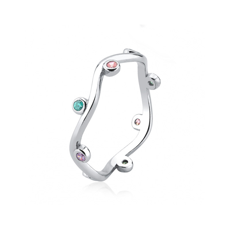 Anel Ramo Torcido com zirconias