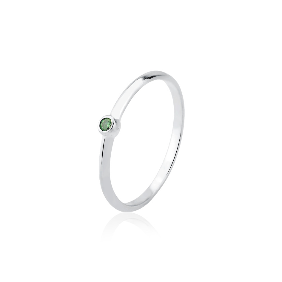 Anel solitário com zircônia - Liso - Cravação Copo