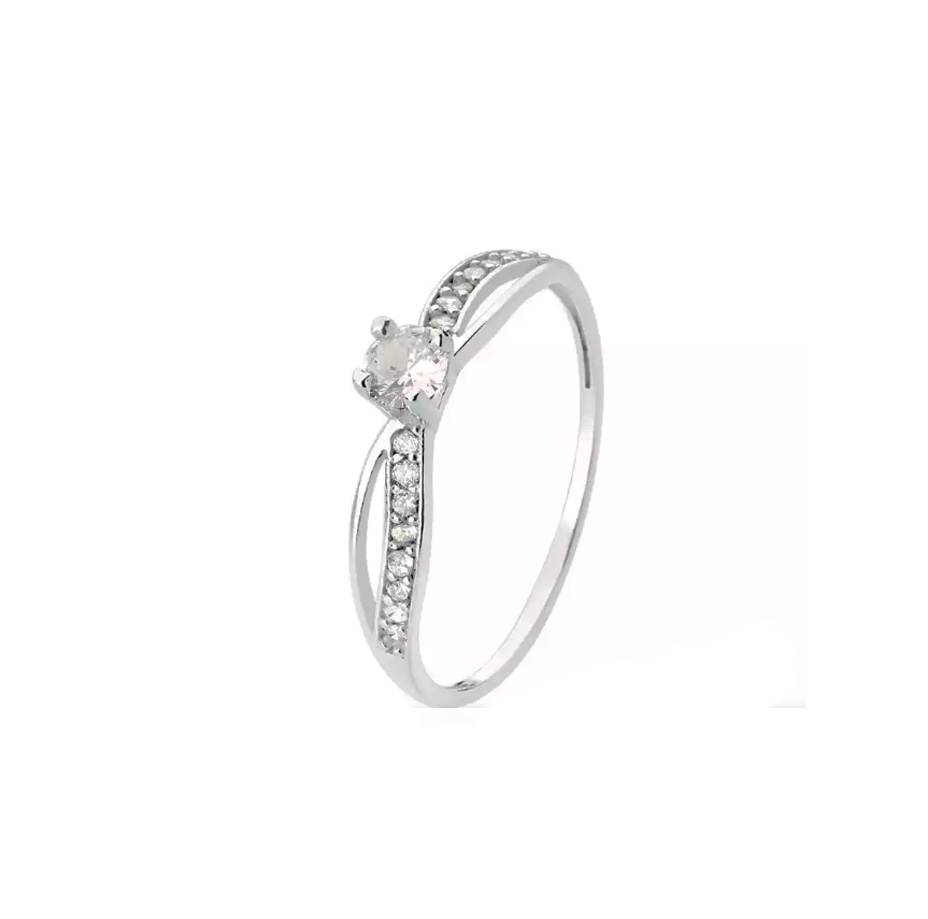 Anel Solitário com lateral em infinito e cravejada